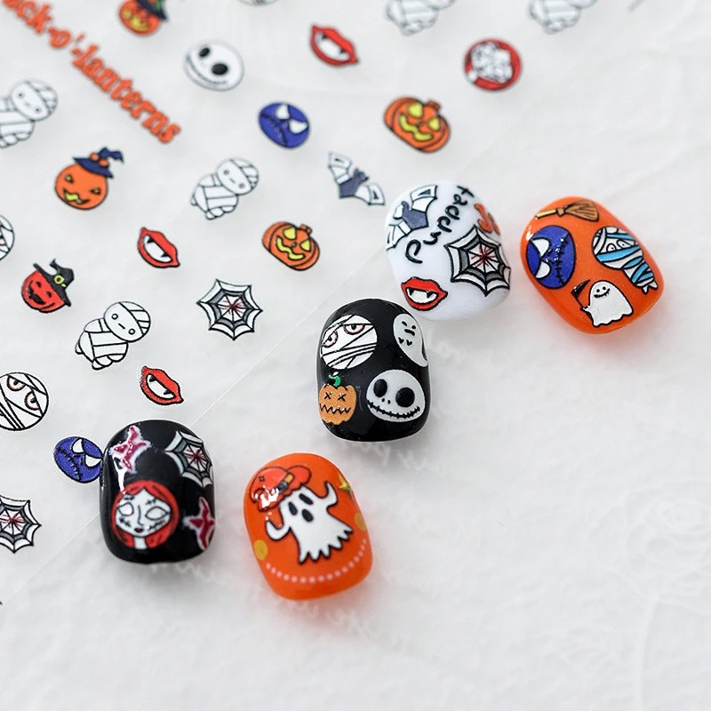 Halloween Ghost & Pumpkin Nail Stickers – 3 Styles (360)