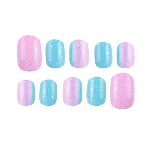 120 Pcs 5 Pack Children Acrylic Fake Nails Press on Multicolor Gradient Series