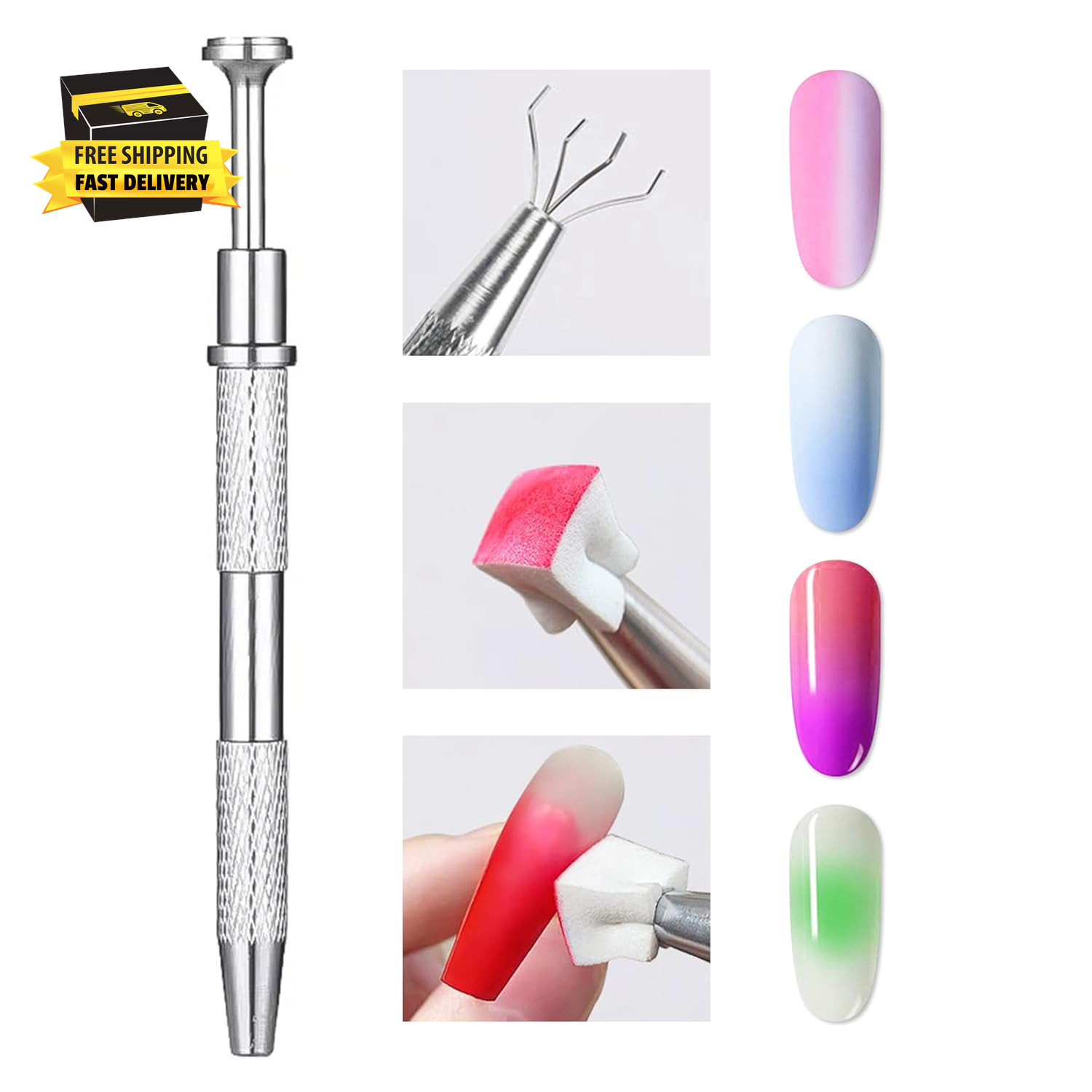 Nail Sponges Set for Ombre Gel,Nail Art Tools Set-50Pcs Colorful Nail Sponges wi