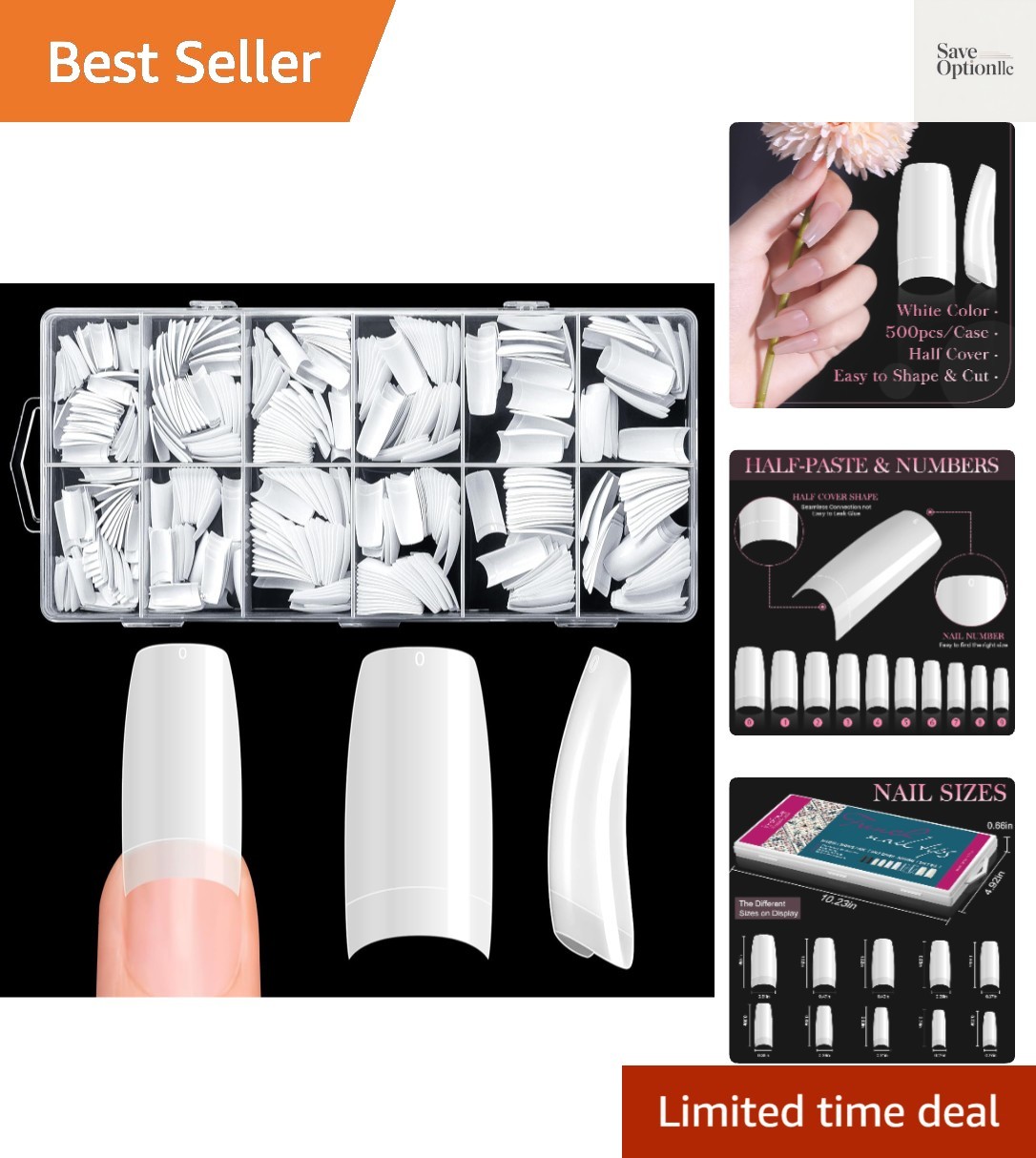Perfect Length 500 Pcs Acrylic Nail Tips – 10 Sizes for Salon Quality Results