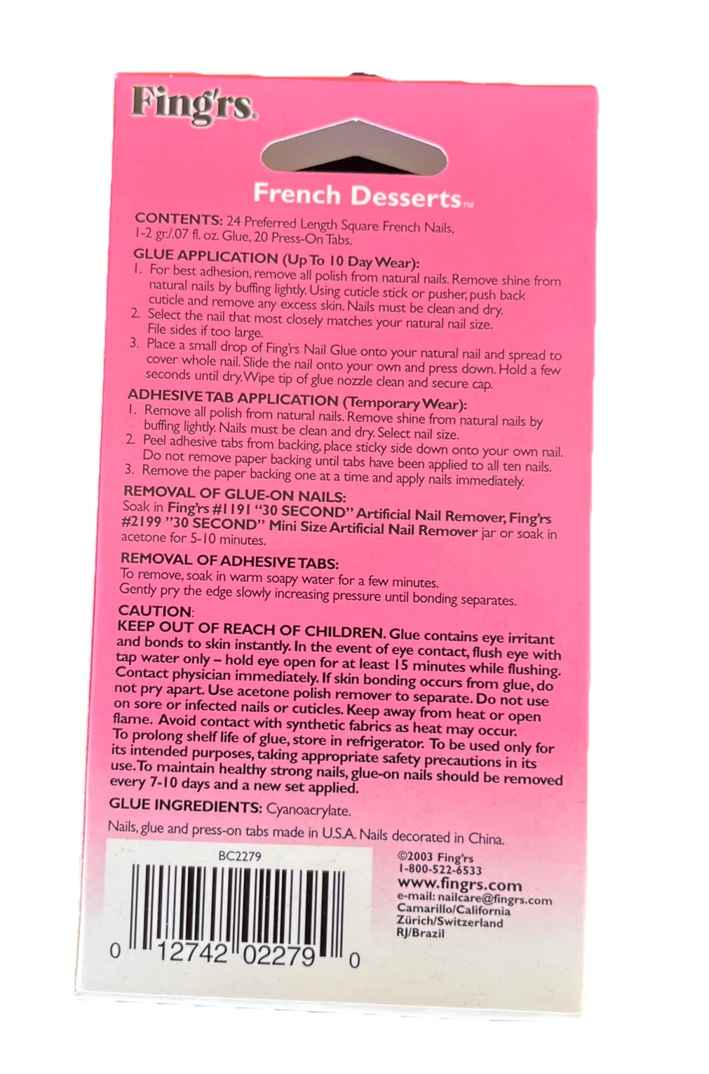 Fing’rs California Girl Lot Of 10 French Dessert Nails 24 pcs Peaches N Cream