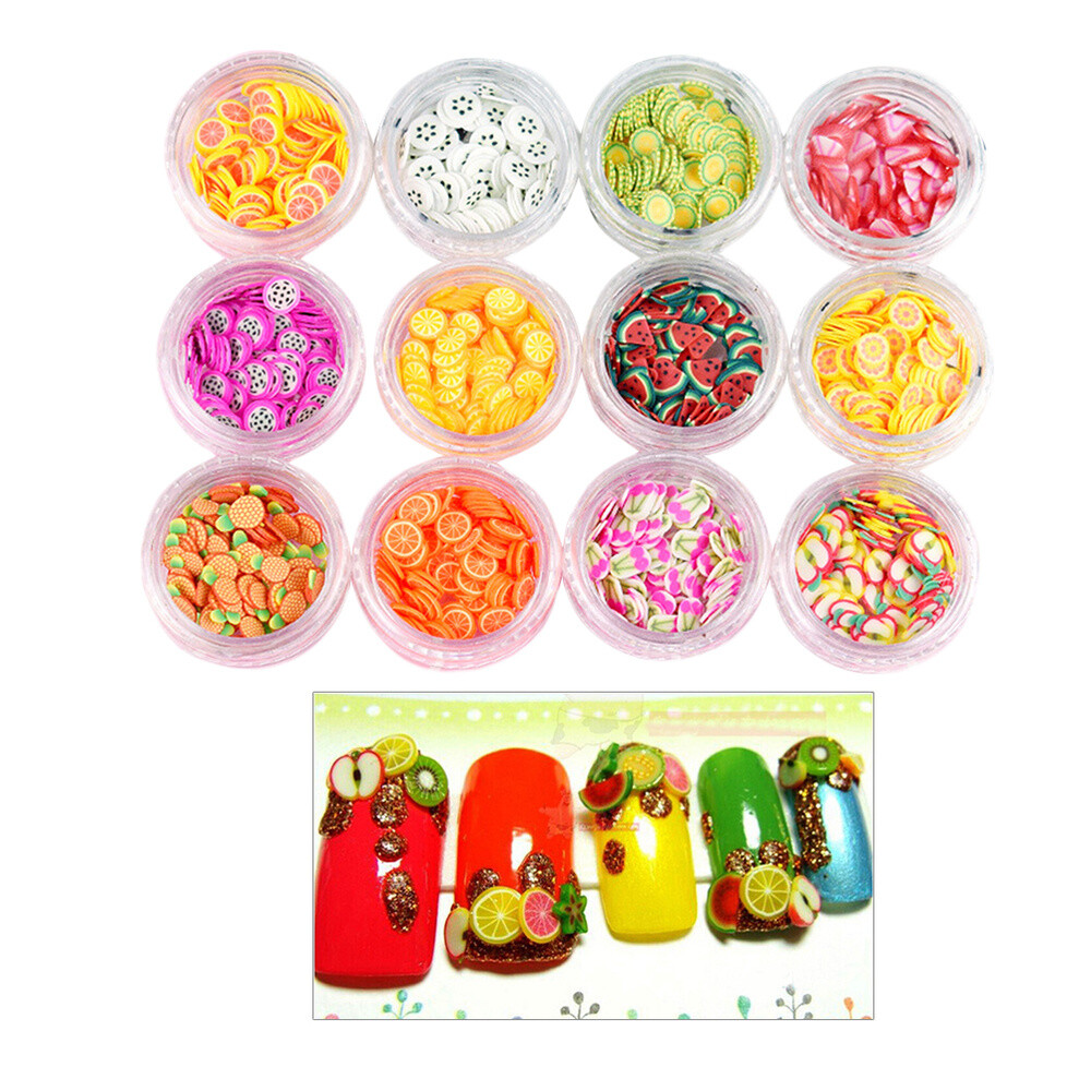 1 Set tiny charms fruit slices for 3d fruit slices 12 Kinds of Boxed Nail