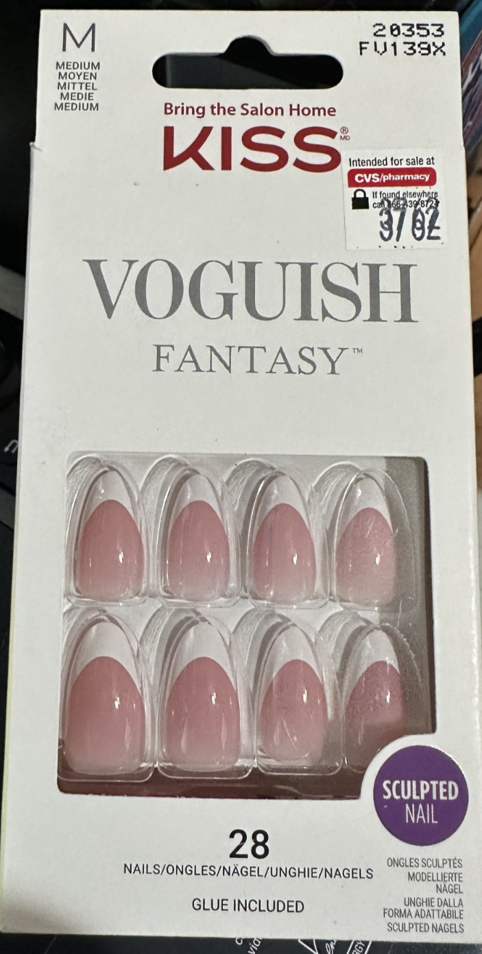 Kiss Nails Manicure Medium Almond Pink French Tip Voguish Fantasy