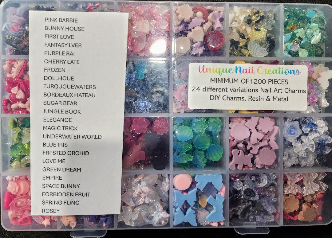 1200 Pieces Minimum Large Box DIY &NAIL ART CHARMS GLOWS~Nails~Craft• DIY•RESIN