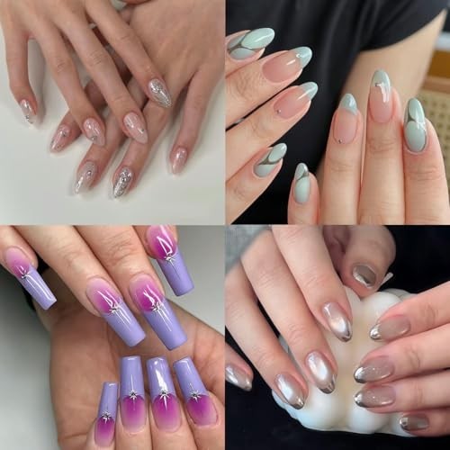 Clear Nail Tips 1000Pcs Full Cover False Nails Acrylic 10 Sizes 4 Shapes Almond