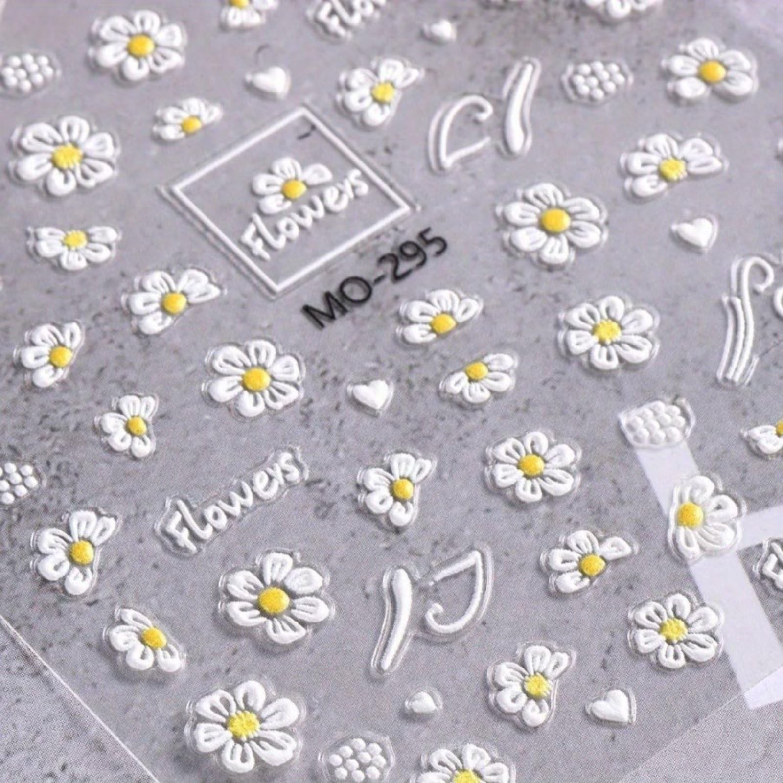 2 Sheets Spring Nail Art Stickers Decals Bee Flower Nail Decals 5D Embossed I…