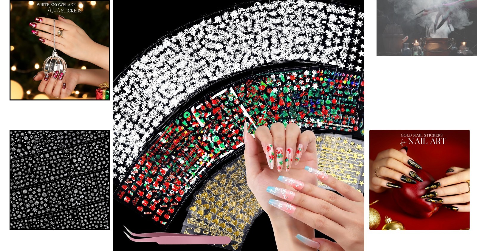 Festive 50 Sheets Christmas Nail Stickers – Includes Snowflakes & More Designs
