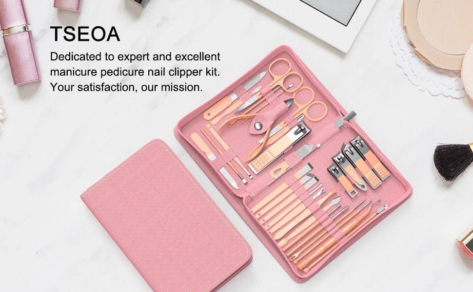 Professional Manicure and Pedicure Kit, 12-Piece Premium Grooming Set with Nail