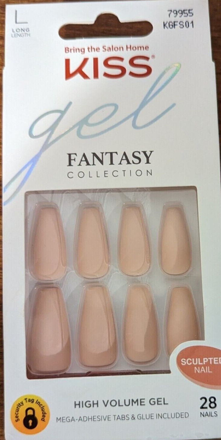 NEW KISS high volume Gel Fantasy Collection Sculpted Long press on nails, NUDE