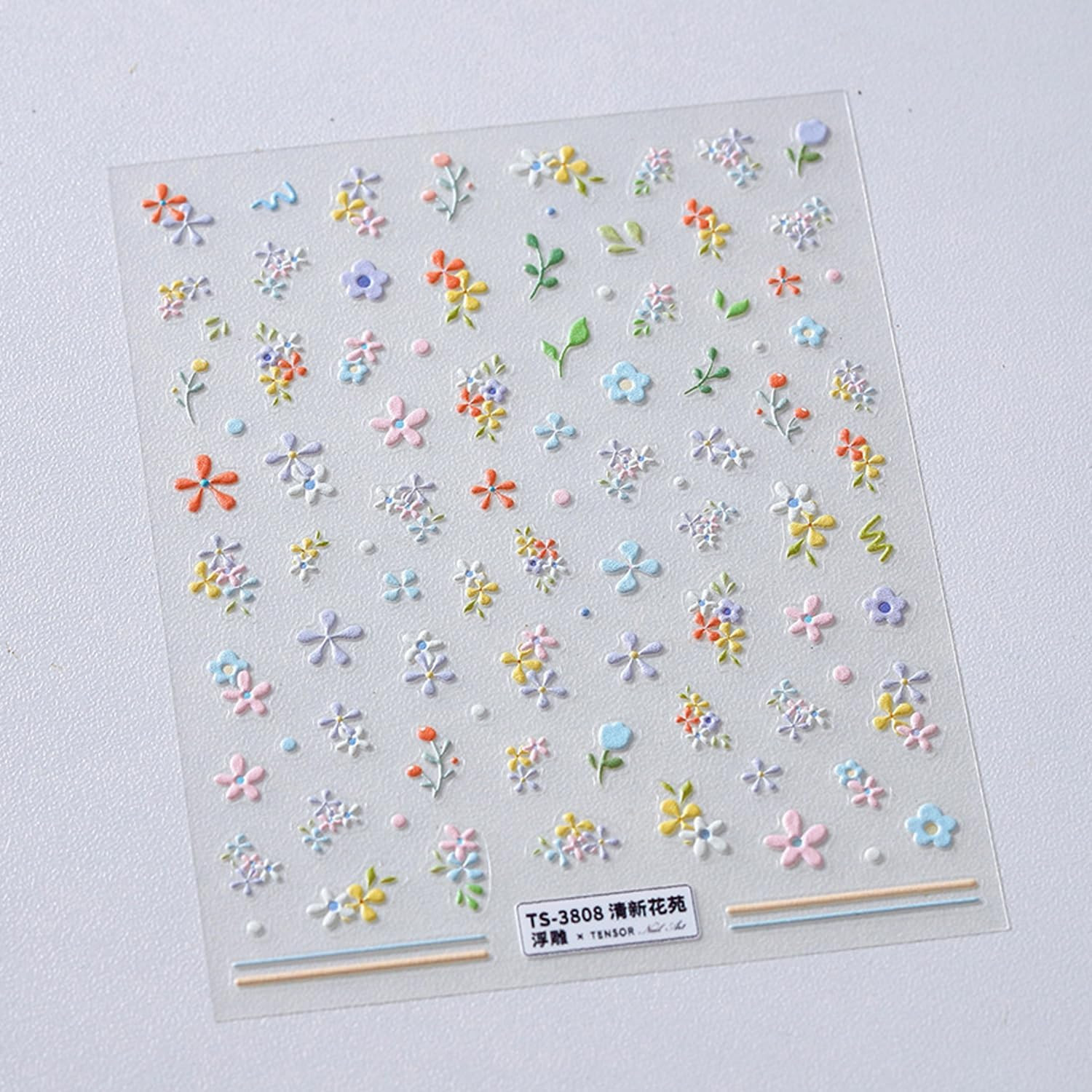 5D Embossed Flower Nail Stickers for Nail Art Summer Floral Leaf Nail Art Sticke