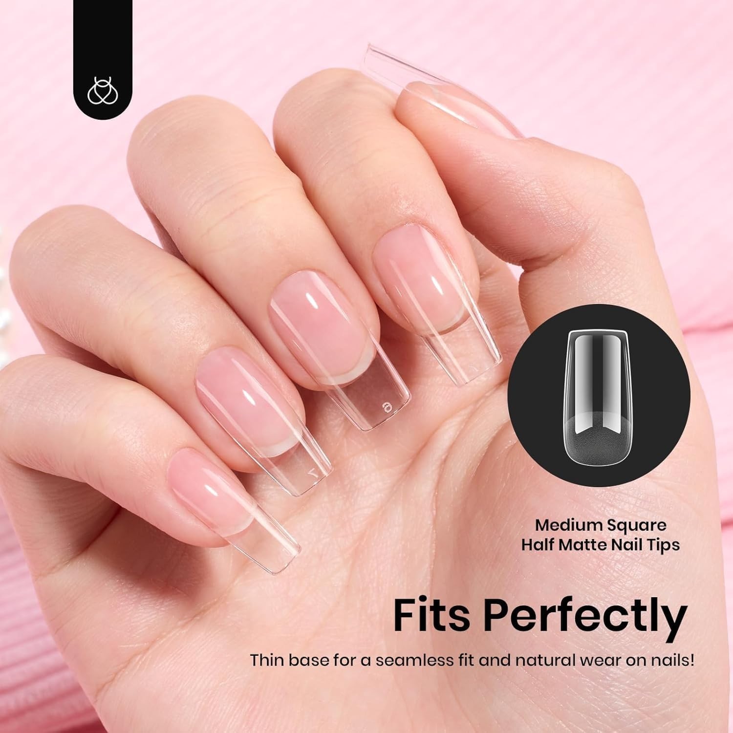 Beetles Medium and Short Coffin Gel Nail Tips Pre Etched 12 Sizes 576Pcs Kit