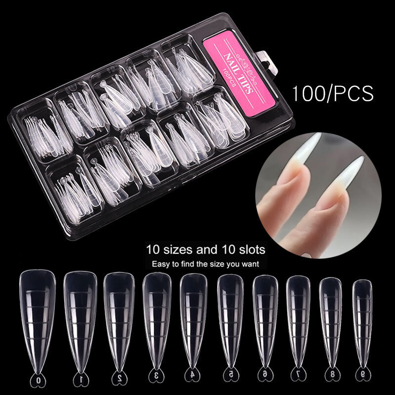 100 Pcs Nail Dual Forms Clear Full Cover Quick Building Gel Mold Tips Nail Tools