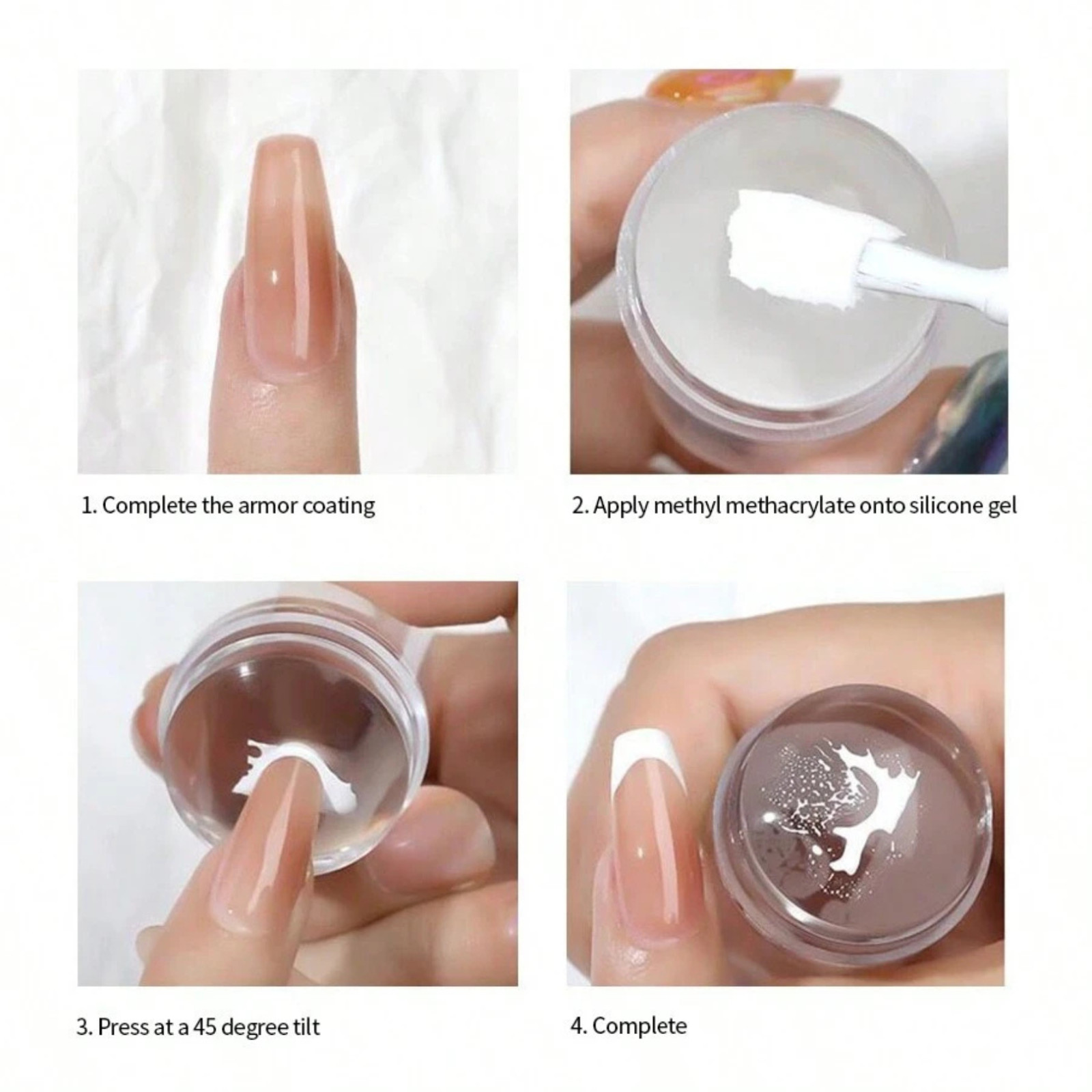 Clear Silicone Jelly Nail Art Stamper Scraper Set French Manicure Stamping Kit