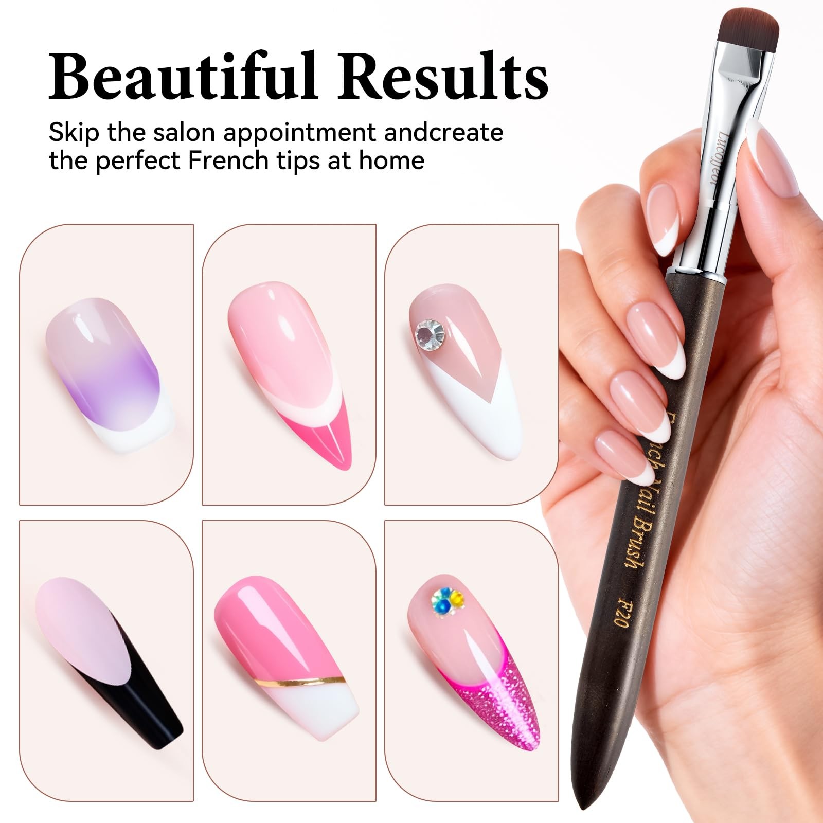Nail Art Brush,2-in-1 French Tip and Cuticle Cleanup Brush for Polish,Profess…