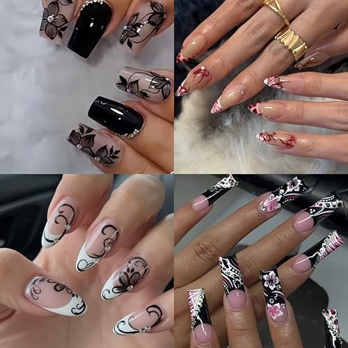 6PCS Flower Nail Art Stickers 3D Self-Adhesive Hawaiian Flowers Nail hibiscus