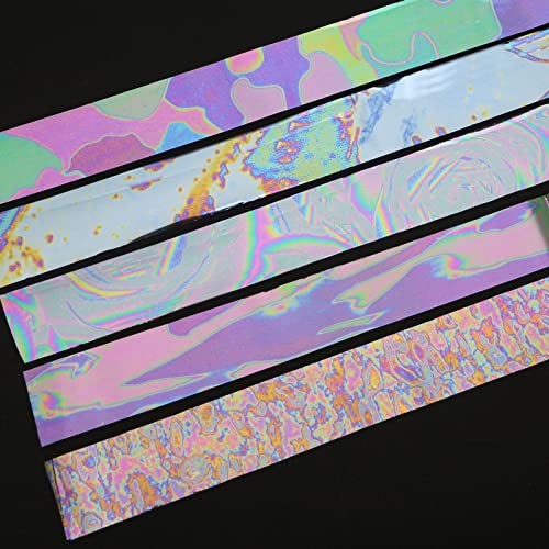 10 Rolls White Pearl Color Holographic Nail Foil Transfer Sticker Roll Set