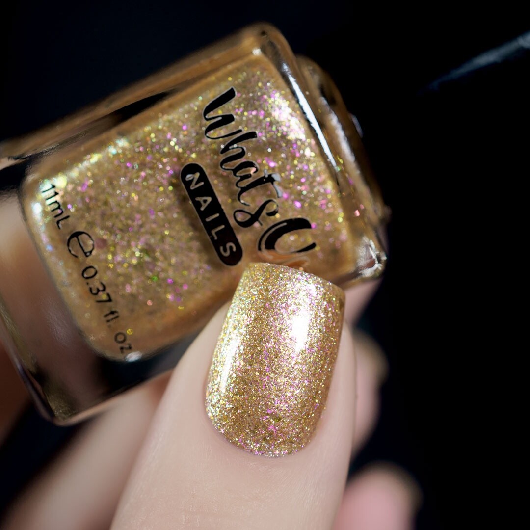 Sequin Seeker Regular Polish (Gold Shimmer & Flakies), Nail Polish for Nail Art