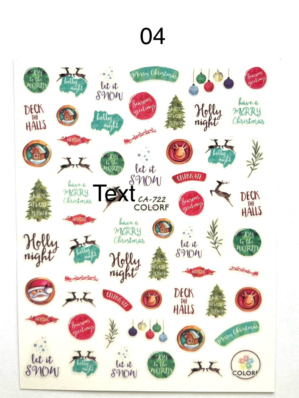 Nail Art Stickers Decals Christmas Snowflake Snowman Reindeer Santa Xmas Festive