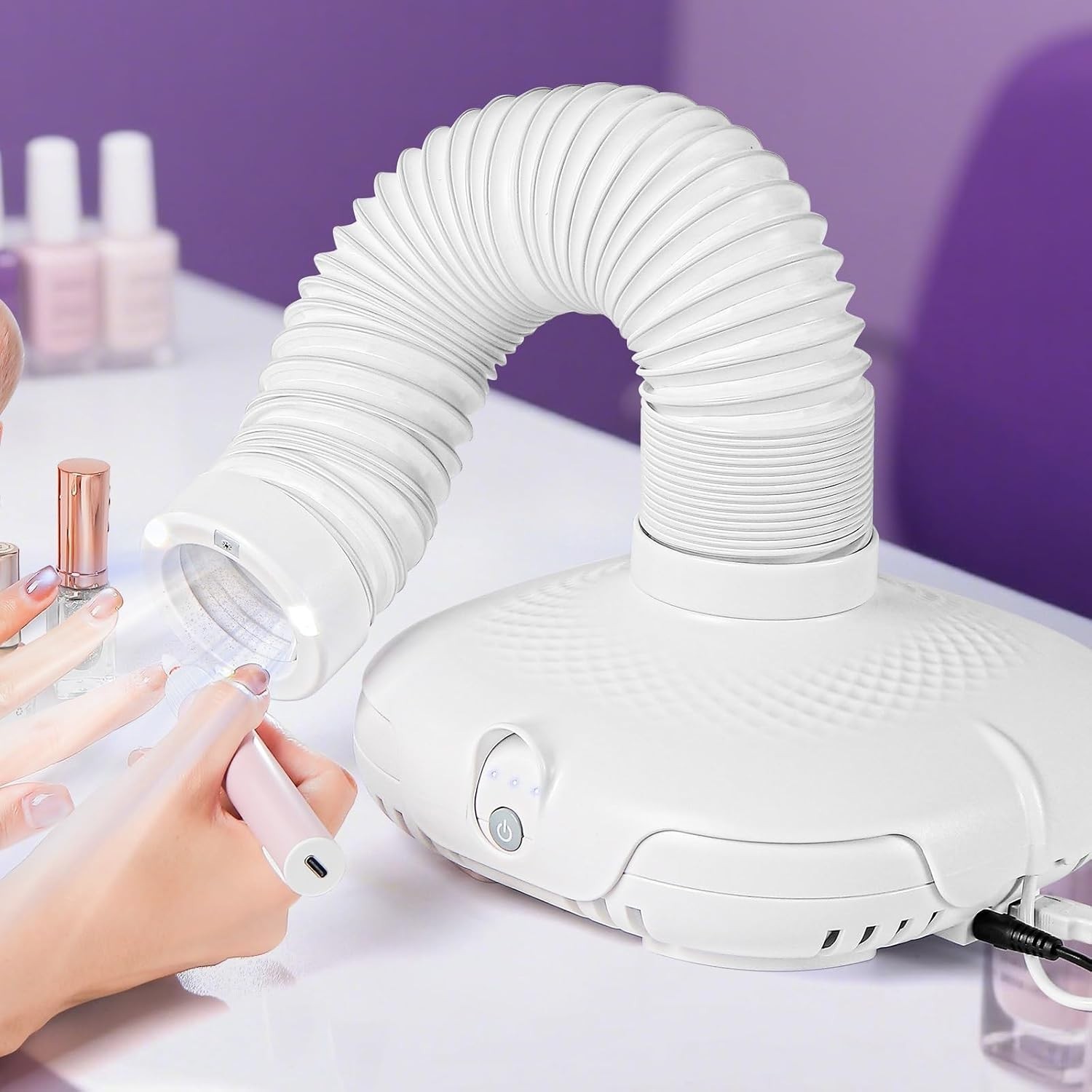 Versatile Nail Dust Collector with Built-in LED Light & Custom Suction Control
