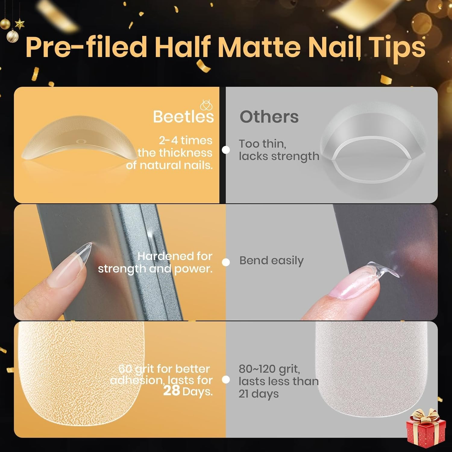 Beetles Gel Nail Kit Etch-X, Almond Short, 504pcs 12 Sizes Nail tips, with 9 …