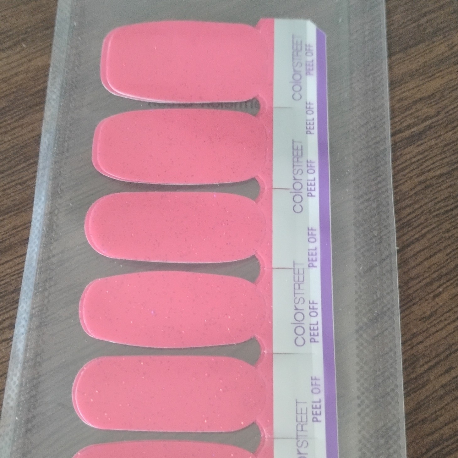 Color Street Watermelon Crush B01283 Glitter Peel Off Press-On Nails Pink