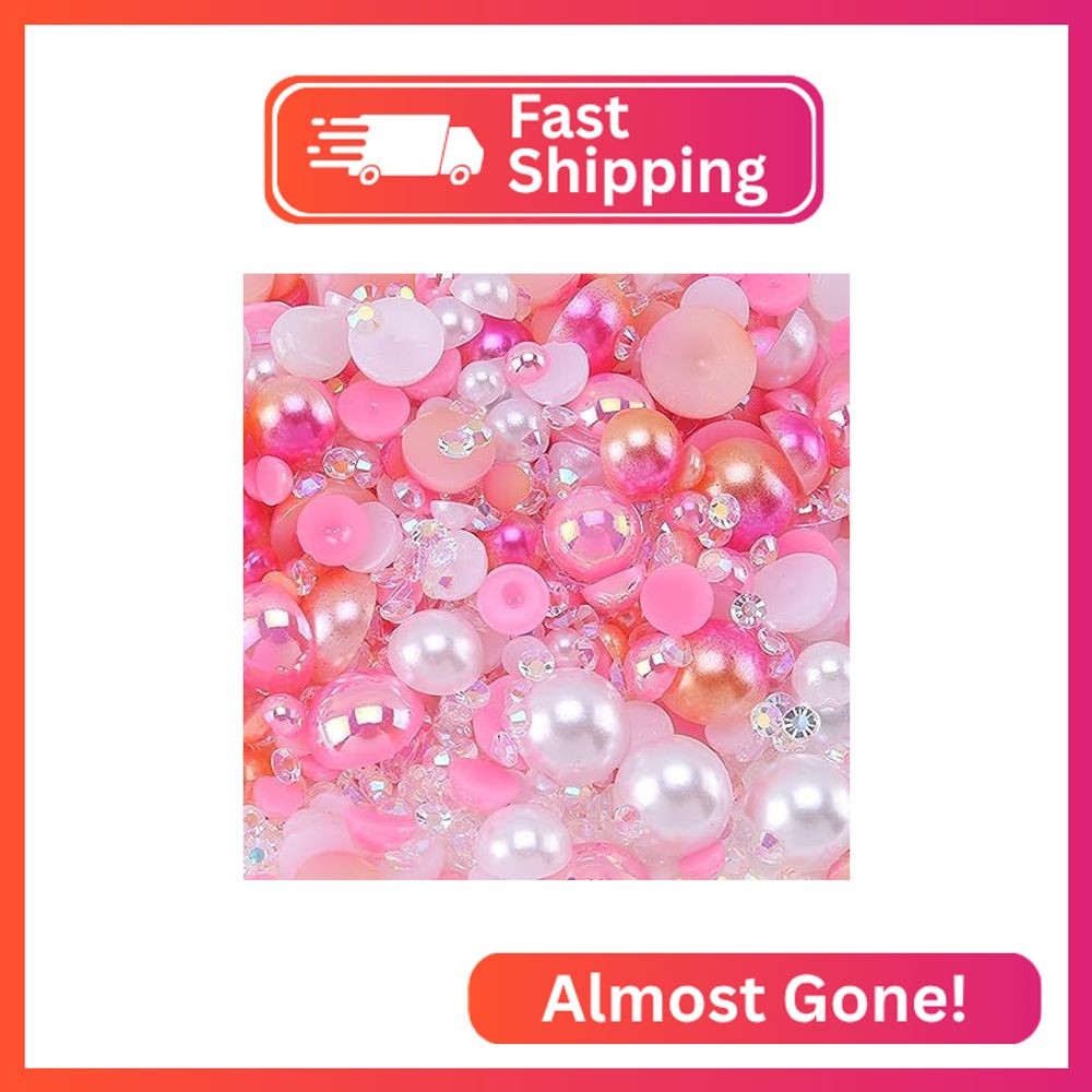 Flatback Pearls Rhinestones for Craft 30g 1400Pcs (2-10mm) Half Round Resin AB C