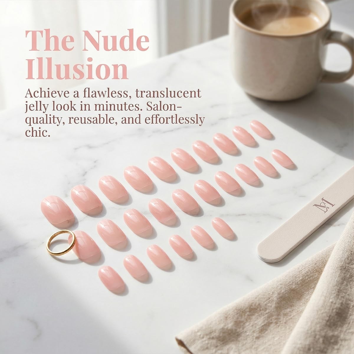 24Pcs Medium Soft Nude Pink Press on Nails,Natural Fit Salon Quality Transpar…