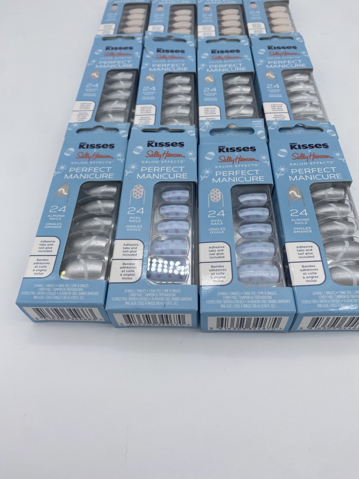 LOT OF 12 SALLY HANSEN PERFECT MANICURE PRESS ON NAILS HERSHEYS KISSES 3 STYLES!