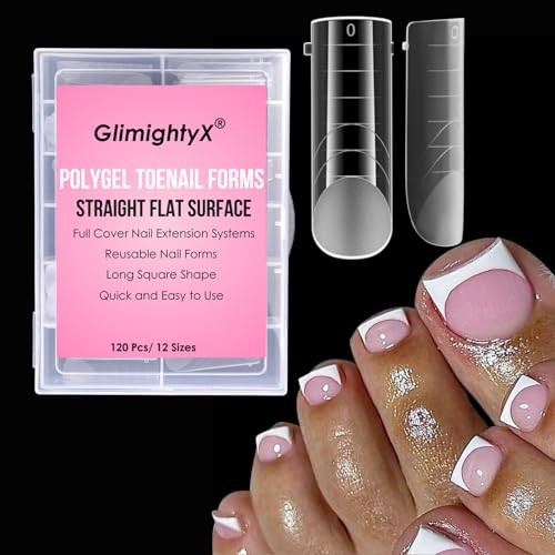 Straight Flat Toe Dual Forms for Polygel – Square B – Polygel Toenail Forms