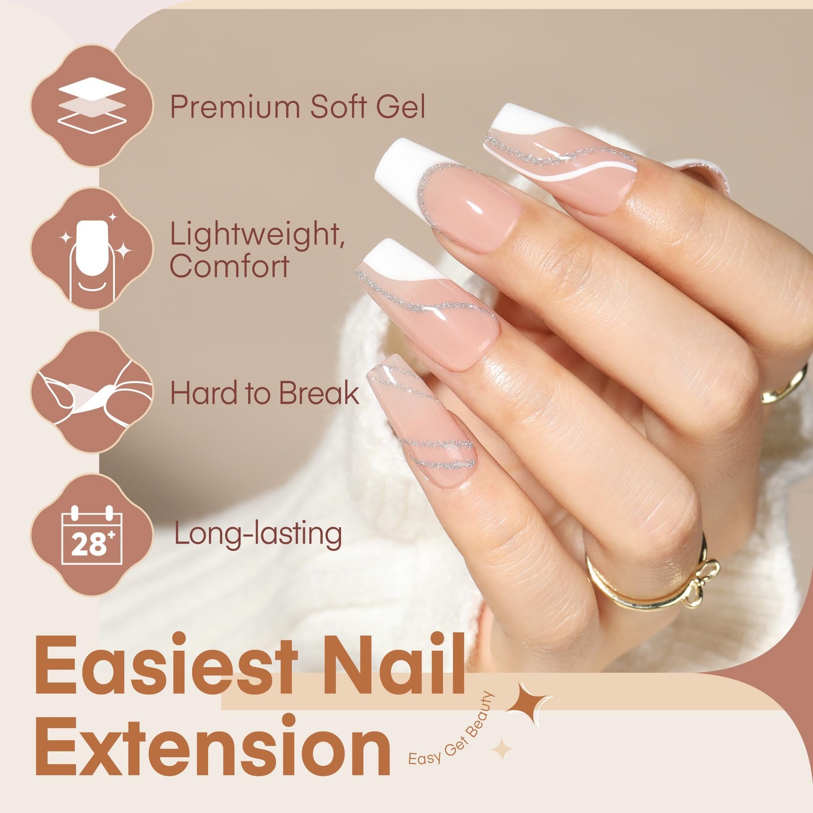 Coffin Nails Tips 15 Sizes Pre-buff Matte Full Cover 360pcs Medium Clear Acrylic