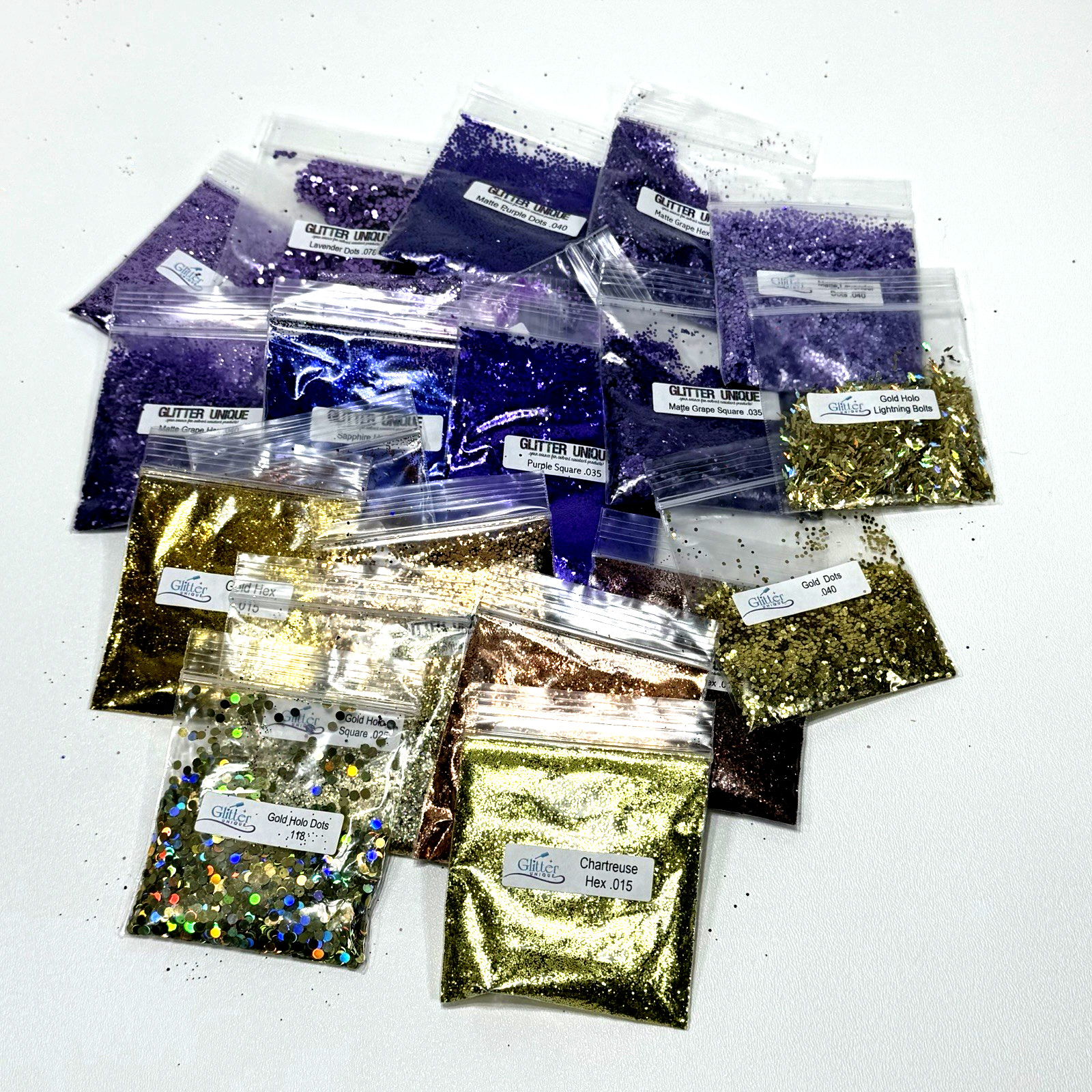 Glitter Mixed Lot – Nail Polish Body Glitter – Multiple Colors And Sizes Shapes