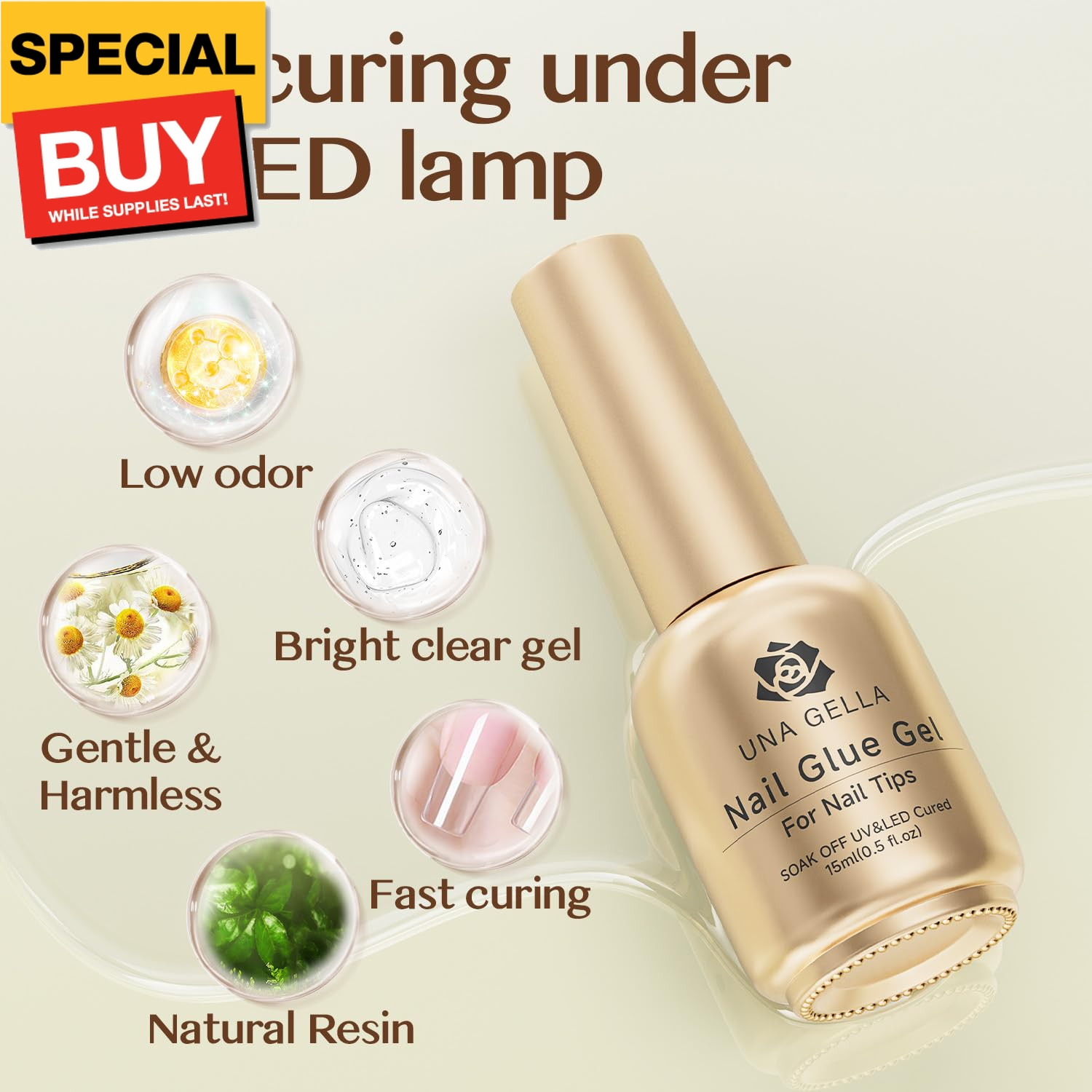6 In 1 Gel Nail Glue for Clear Acrylic Nails Tips, 15ml Long Lasting Super Stron