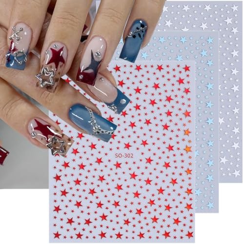 10 Sheets Star Nail Stickers for Nail Art 3D Self Star Nail Stickers-15