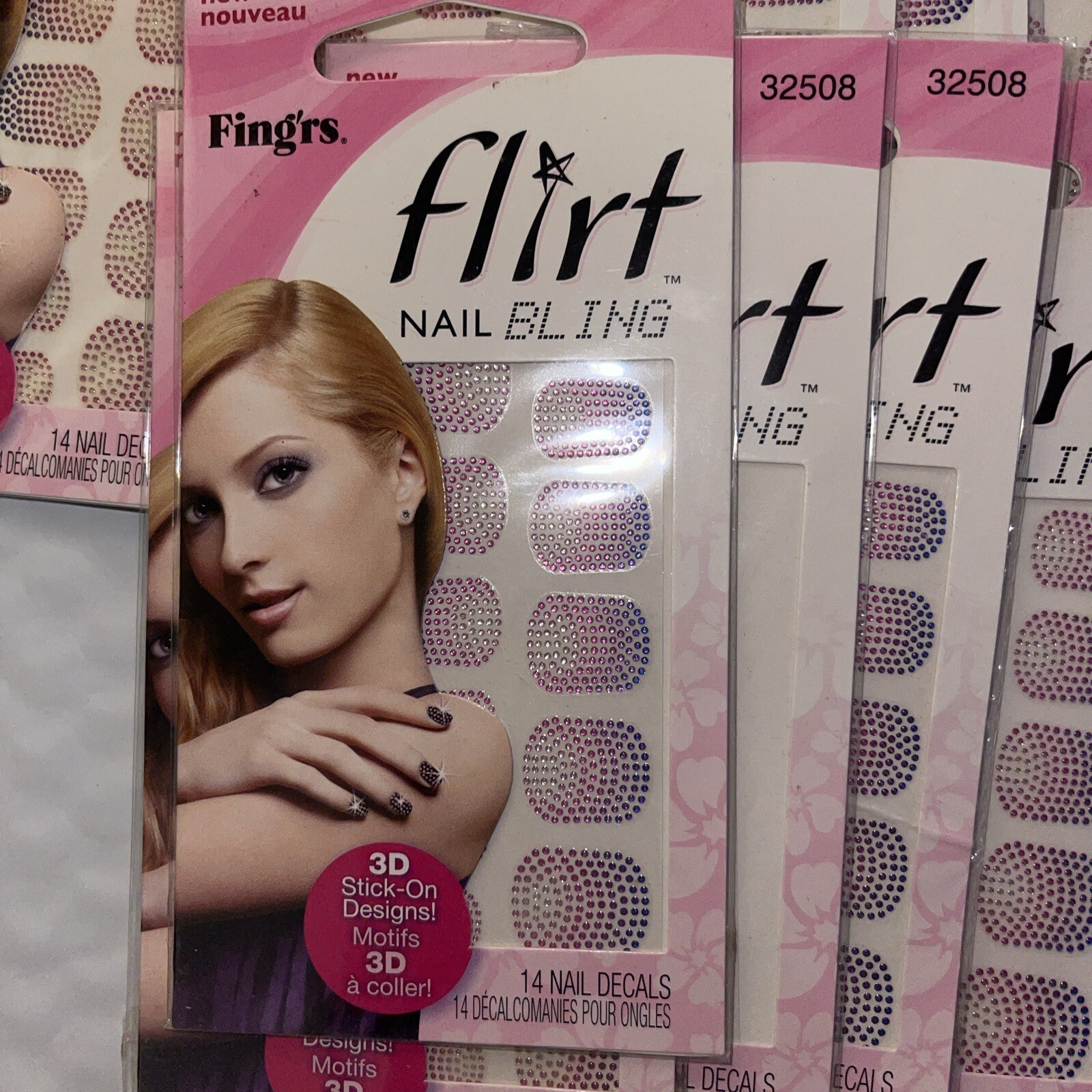 Lot of 15 FING’RS FLIRT 14pc Art NAIL BLING Set 3D Stick On Dots New In Package