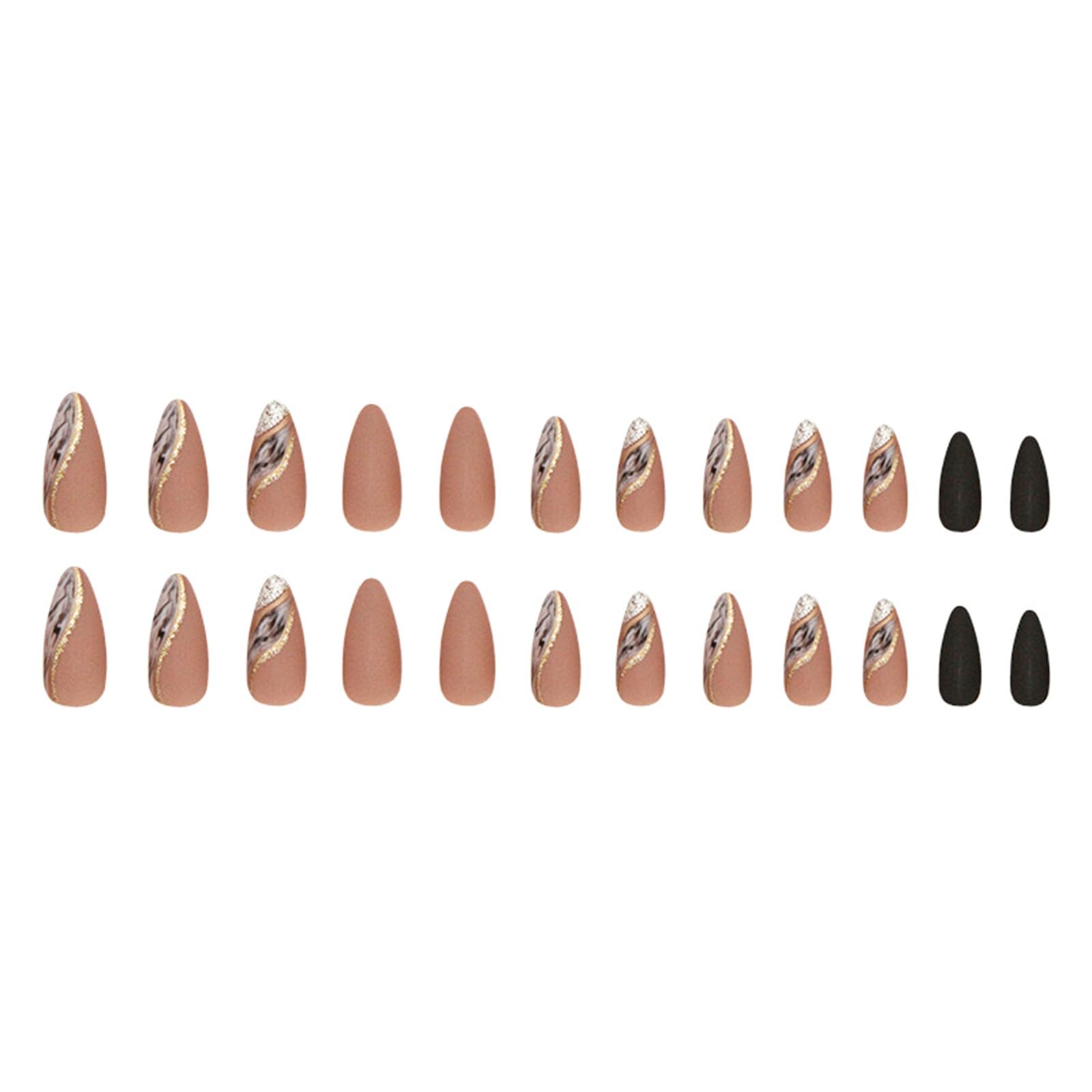 Almond Press on Nails Medium Fake Nude False with Medium, Style23