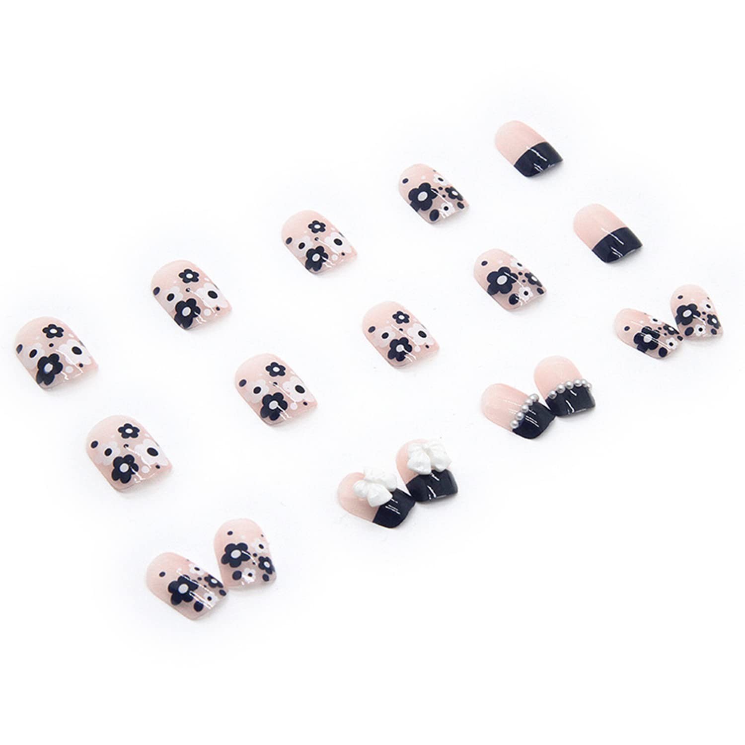 Press on Nails Square Short Length, 24Pcs Full Cover Reusable False Nails Kit…