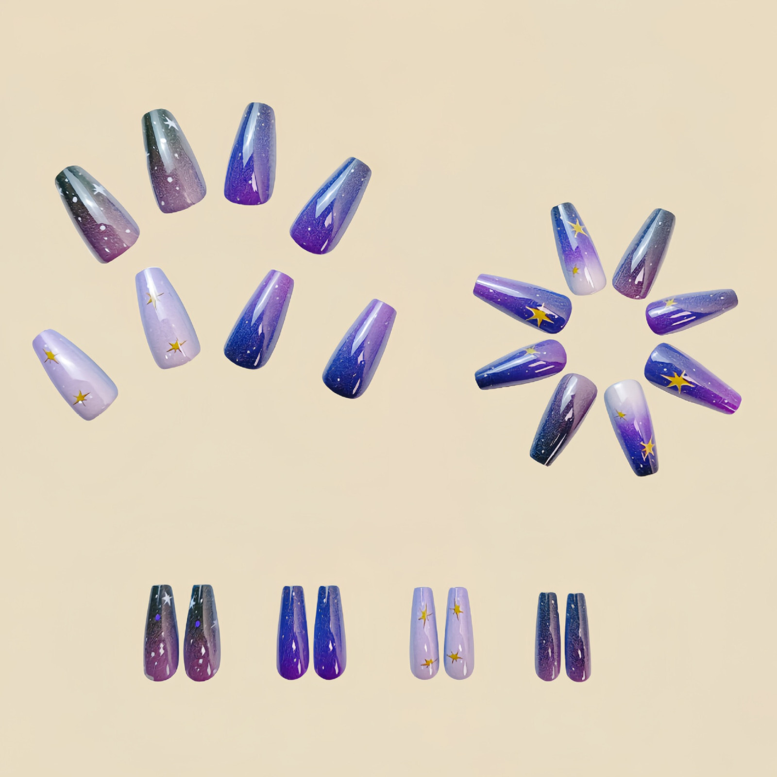 4 set （24Pcs/set ）Purple color False Nail Art Full Cover Artificial Fake Nails