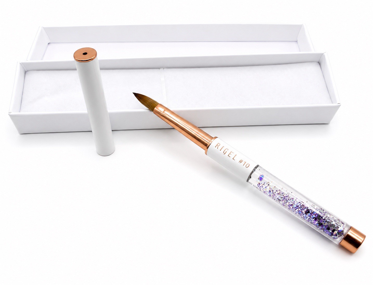 Rigel #10 Professional Kolinsky Nail Brush Glitter Handle for Acrylics