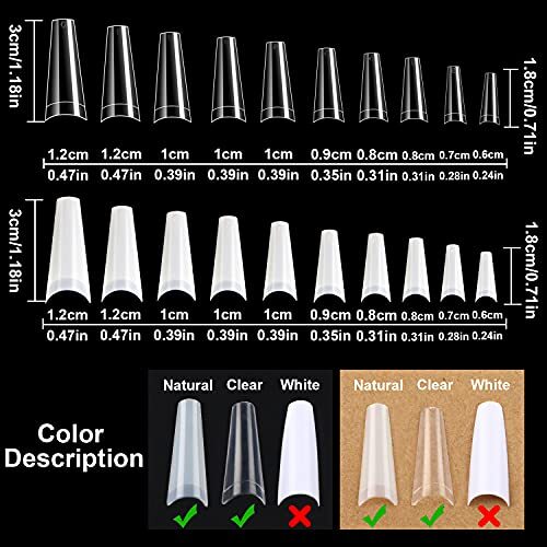1000 PCS Acrylic Nails Artificial Half False French Coffin Ballerina Nail Tips