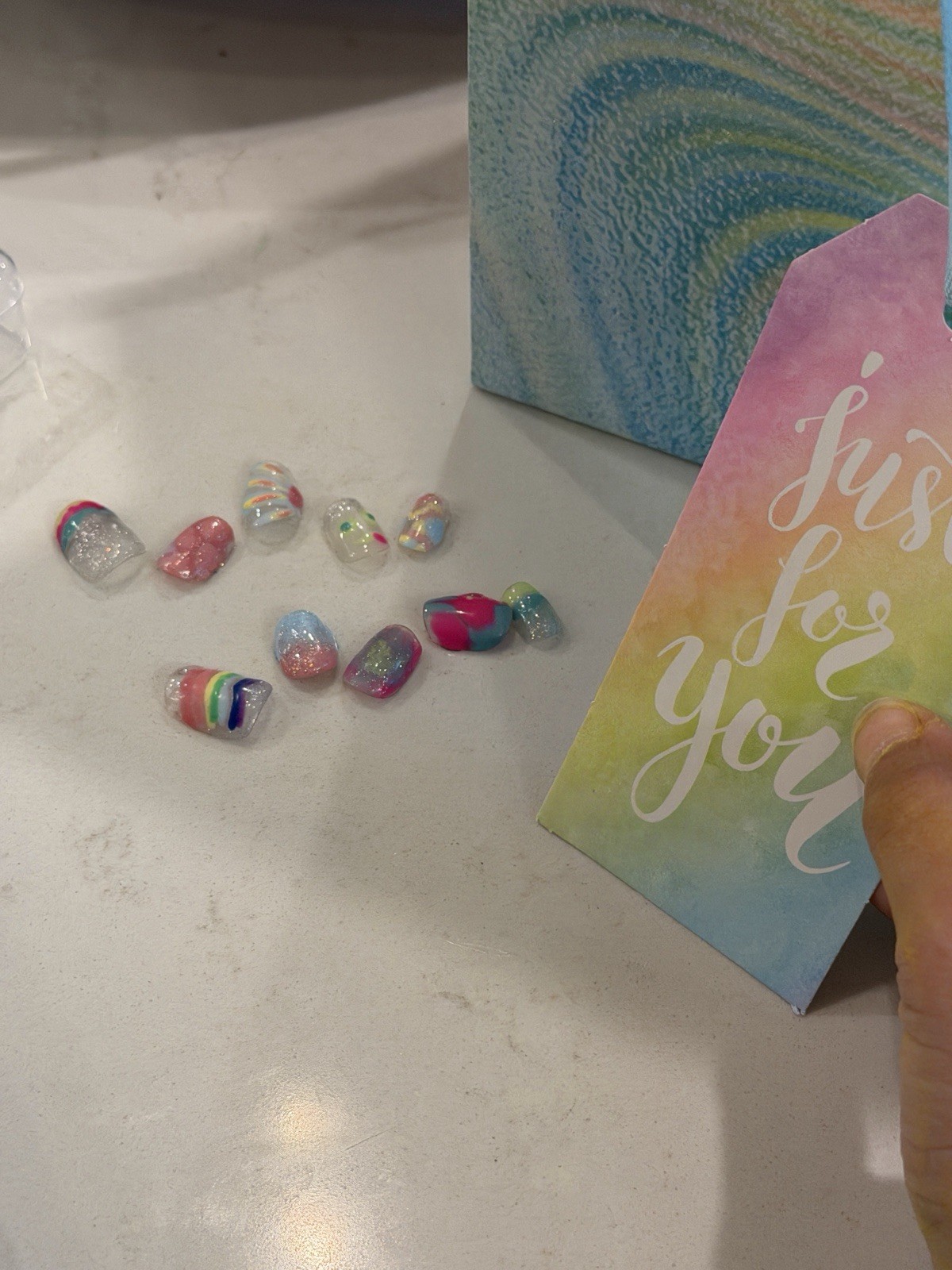 Cute Rainbow Nails 10pei