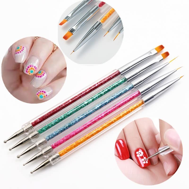 Versatile 8PCS Nail Art Brushes Kit with Dotting Tools for Every Nail Style