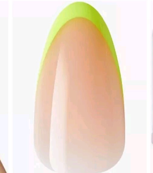 2 Kiss Salon Acrylic Nude/Light Green French Nails, Medium Coffin # 91372
