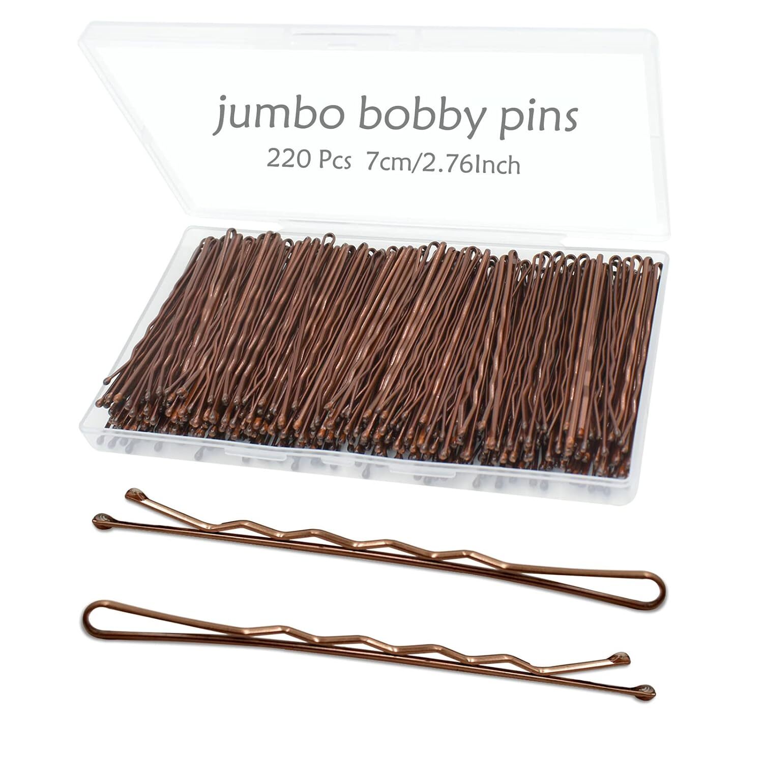 220pcs 2.76 Inch Large Bobby Pins Brown for Women, Jumbo Hair Brown（2.76inch）
