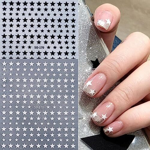 6 Sheets Shiny Star Nail Art Stickers Self-Adhesive 3D Nail Art Supplies A7