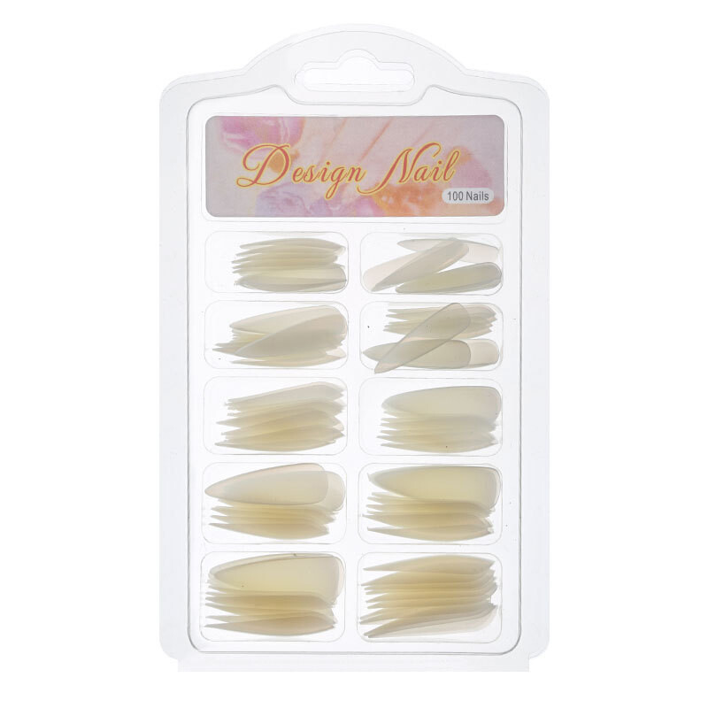 100 Pcs T Shaped / Water Drop Long Fake Nails Acrylic Artificial False Nail Tips