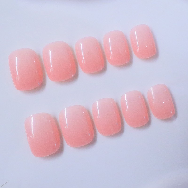 48pcs Short Almond Press on Nails, Nude Pink Solid Gloss Natural Daily Nail Art