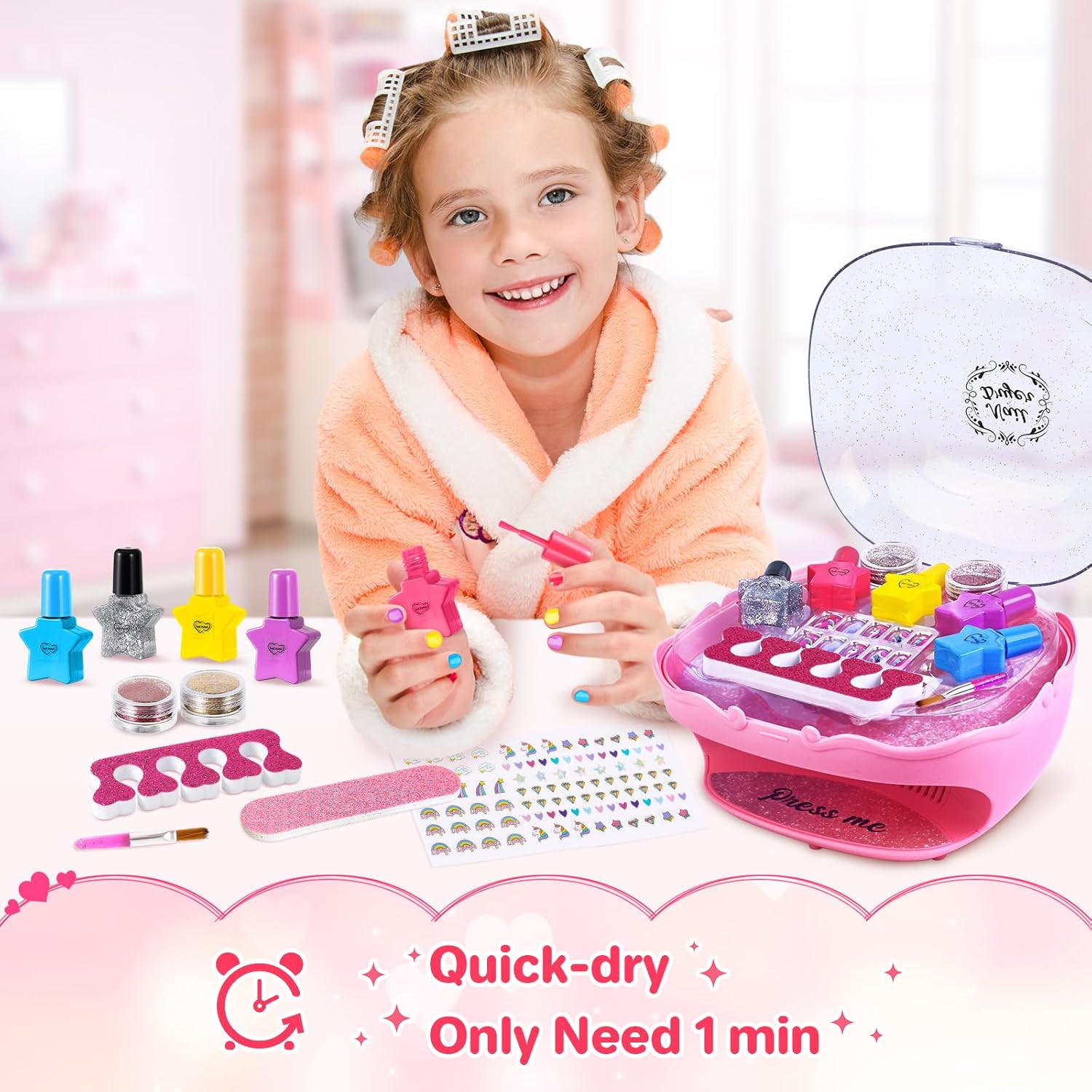 Nail Polish Kit for Girls Ages 7-12 Years Old, Nail Art Toy for Girls 5 6 7 8 9