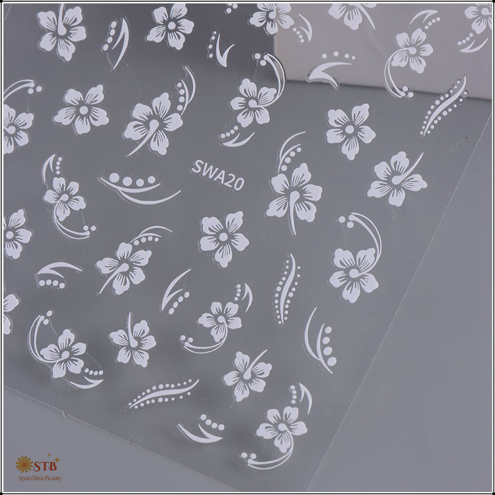 Hibiscus Flower Nail Stickers 4 Colors Hollow Hibiscus Flower Nail Art Decals