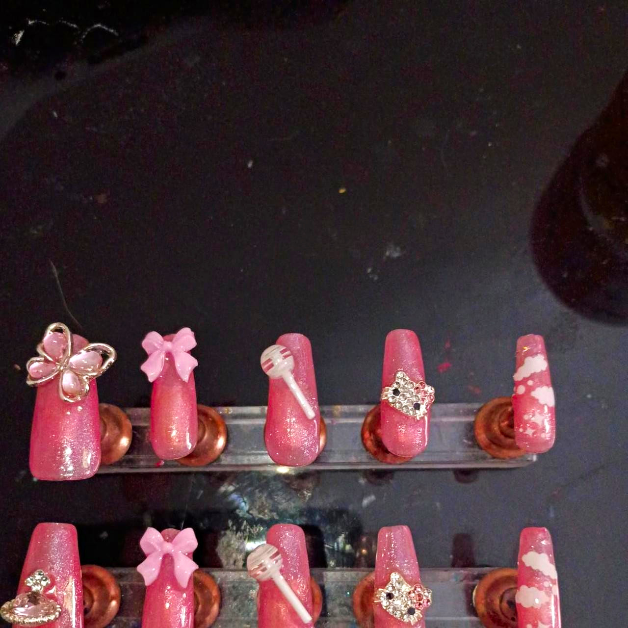 Long Coffin Hellokitty themed Press-On Nails Acrylic Full Cover