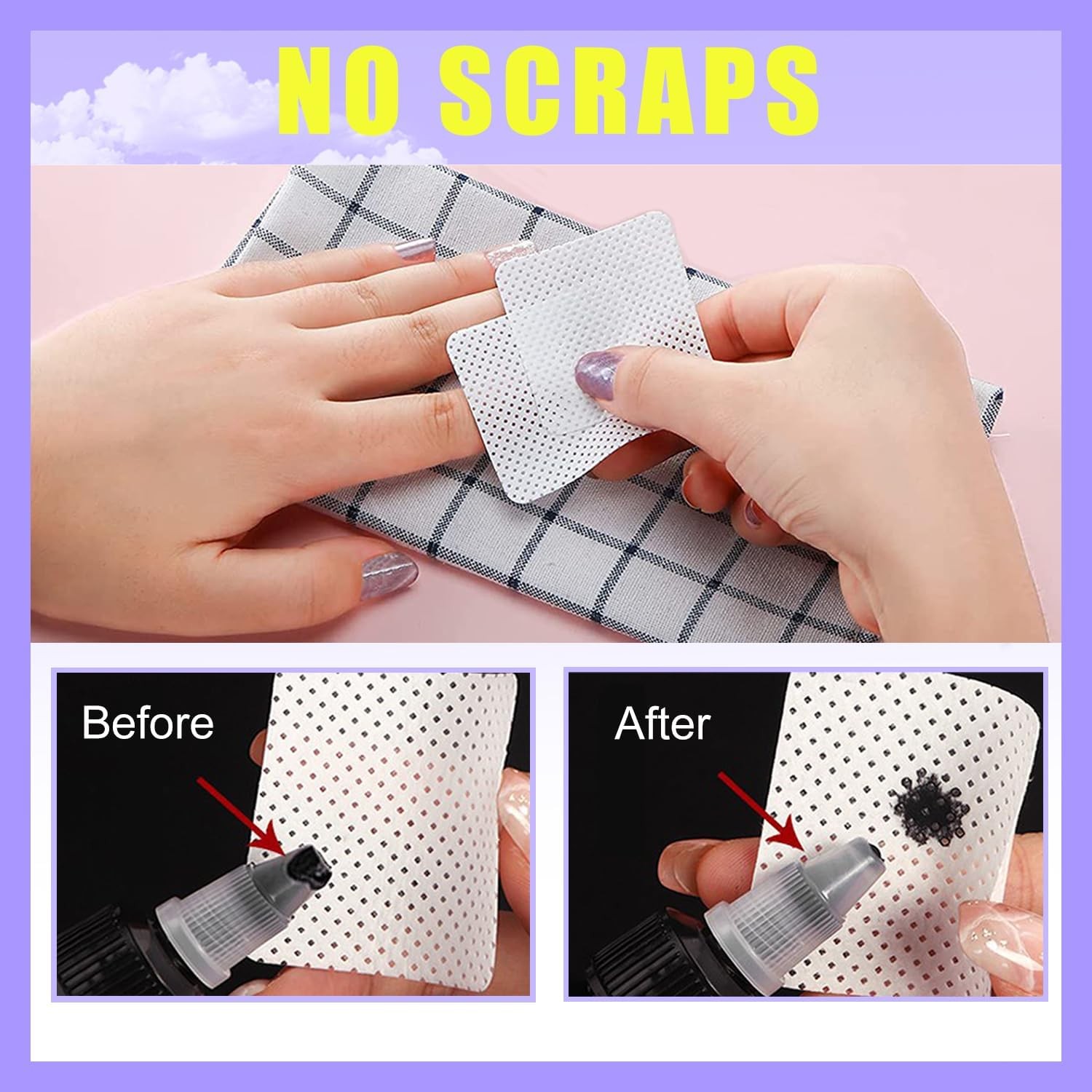 Lint Nail Wipes, Non-Woven Fabric Dry Nail Prep Wipes,